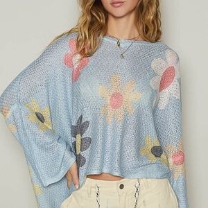 POL Light Blue Floral Sweater